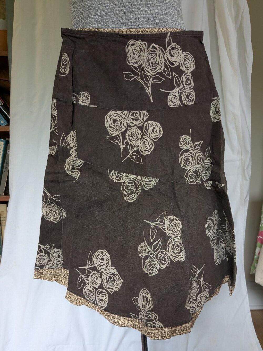 IXIA brown floral cotton skirt size S